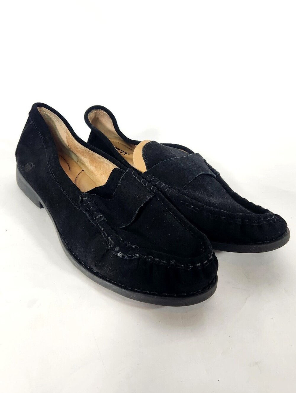 Born Black Suede Leather Loafers Size 11